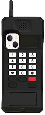 UnnFiko 3D Silicone Case Compatible with iPhone 13, Retro Classic Creative Soft Rubber Bumper Cover Cool Thick Protective Stand Case(Retro Cellphone Black, iPhone 13)