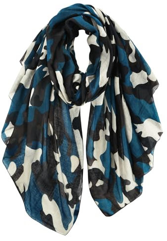 DAMILY Schals & Tücher für Damen Baumwollschal Sommerschal Große Blau Halstuchs Camouflage Kopftuch Hijab Warm