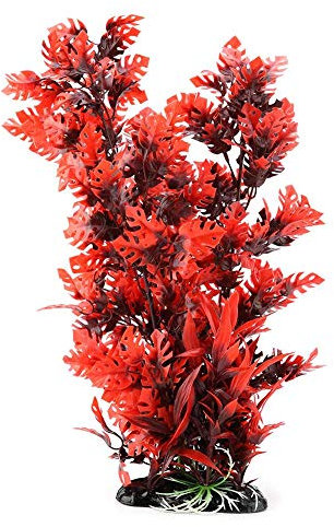 FTVOGUE 40cm Plante d'eau Artificielle en Plastique pour Aquarium, éservoir de Poissons, Jardin (Rouge AI-149R)