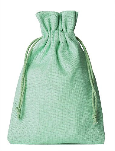 | 5 Baumwollsäckchen, Stoffbeutel, 30x20 cm mit Baumwollkordel, Geschenksäckchen, Ostern, Geburtstag, Nikolaussäckchen, Weihnachtsverpackung (Mint)