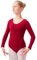 tanzmuster ® Kinder Ballett Langarm Top - Mia - mit Twist (Wickeloptik) - aus sehr weichem und festem Baumwollstoff - in burgunder, Größe:92/98