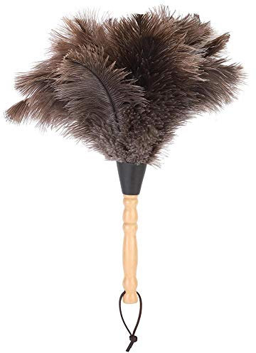 Lightweight Anti-static Reusable Wooden Handle Ostrich Feather Duster Dust Removal Cleaning Tool