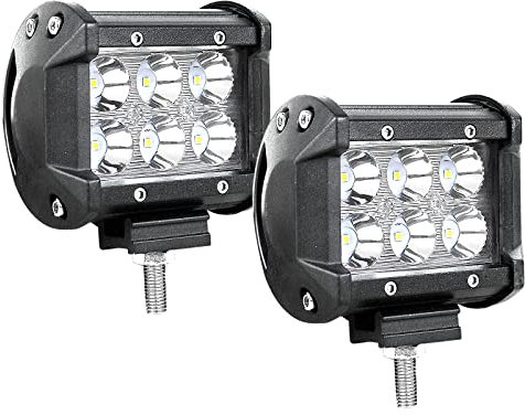 Willpower 2pc Led Arbeitsscheinwerfer 10 cm 18W LED Scheinwerfer 12V 24V Zusatzscheinwerfer 6000K Wasserdicht Rückfahrscheinwerfer für Auto Traktor Offroad SUV UTV ATV
