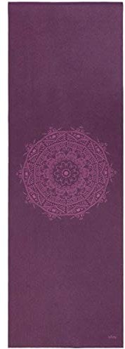 Bodhi Yogamatte Leela Collection | Rutschfeste Sportmatte | Schadstofffreie & Waschbare Antirutschmatte | Matte aus PVC | Fitnessmatte für Yoga, Pilates & Gymnastik | Mandala/lila, aubergine