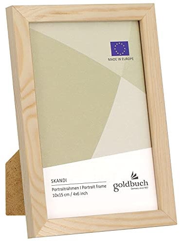 goldbuch Bilderrahmen Skandi 10x15 cm, Einzelrahmen aus Echt Holz, Portraitrahmen zum Stellen, Holzrahmen mit Wandhalterung, Foto Rahmen, Frame Natur