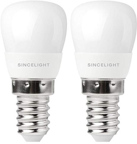 SINCELIGHT E14 LED T25 Glühbirne, für allgemeine Beleuchtungszwecke, Kühlschränke, Gefrierschränke, Dunstabzugshaube usw., Warmweiß (2700K), 2er-Pack