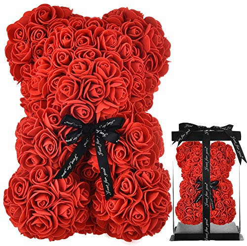 Orsacchiotto rosa orso rosa orsetto fiori rosa orsacchiotto, regali per mamma donne regali per ragazze adolescenti regali per madri anniversario compleanno san valentino orso rosa con scatola (rosso)