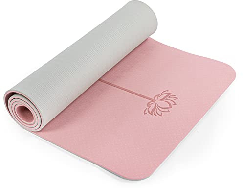 UMINEUX Yogamatte, rutschfest, Pilates-Fitnessmatten mit Ausrichtungsmarkierungen, Yogamatten für Frauen, 6.35 mm Trainingsmatten für Heimtraining mit Tragegurt und Aufbewahrungstasche