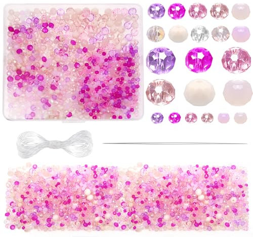 TOAOB 1000 Piezas Cuentas de Cristal Facetado de Rosa 4mm 6mm 8mm Perlas Facetadas Transparentes Redondas para Hacer Bisuteria y Manualidades Collares Pulseras Accesorios