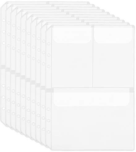 10 Stück A5 Größe 6 Löcher Binder Taschen Kunststoff Binder, 3 Separate Fächer, Transparent Bindertaschen Dokumententasche für Dokumente, Rechnungen, Ordner, Aufbewahrungstaschen