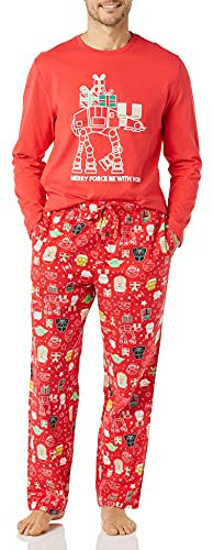Amazon Essentials Disney | Marvel | Star Wars Set da Notte Pigiama in Flanella Uomo, Star Wars Holiday - Mens, XXL