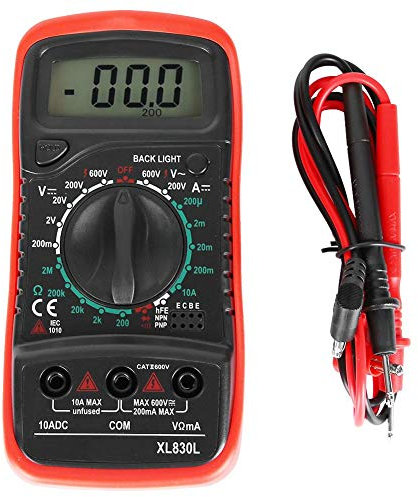 Tissting Portable Auto Numérique Multimètre Batterie Circuit Volt Testeur DC AC Actuel Résistance Automètre Continuité Capacitance Diodes Manuel Test éLectrique Stylo avec LED Affichage(rouge)