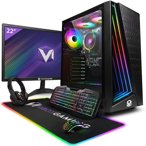 Vibox I-6 PC Gamer - 22 Écran Pack - Quad Core AMD Ryzen 3200G Processeur 4GHz - Radeon Vega 8 Graphique - 16Go RAM - 480Go SSD - Windows 11 - WiFi