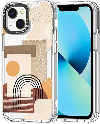 MOSNOVO für iPhone 13 Hülle – Durchsichtige, schlanke, stoßfeste TPU+PC-Handyhülle, [6,6 Fuß Fallschutz/Anti-Abziehen] - Minimalistische abstrakte Kunst