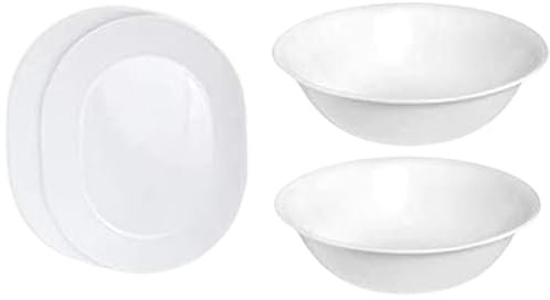 Corelle 12-1/4-Inch Serving Platter, Winter Frost White - 2-Pack with 2-Quart Serving Bowl, Winter Frost White 2PK - Bundle Set of 4