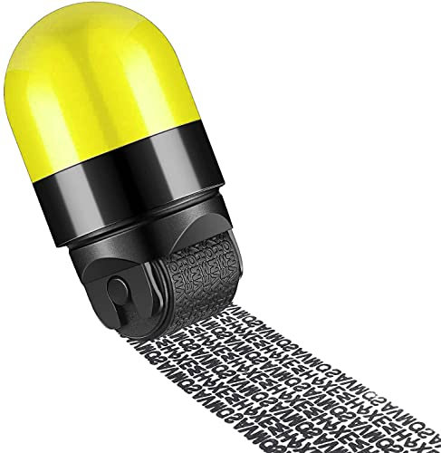 Tampon rouleau de protection pour identité,Large tampon pour la prévention du vol d'identité,Pour une identification confidentielle,Occultant, sécurité contre le vol et la confidentialité,Jaune
