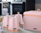 TOWER Cavaletto Modern & Contemporary Bread Bin and Set of 3 Tea, Coffee & Sugar Canisters - Pink Kitchen Storage Set With Stylish Matte Finish and Elegant Rose Gold Accents