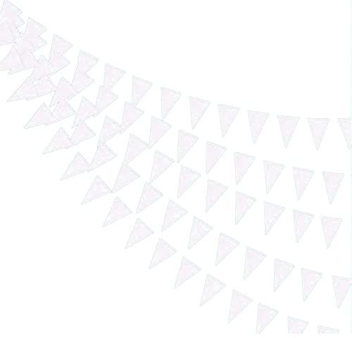 Vepoty Dreieck-Flaggen-Girlande, weißer Stoff, Wimpelkette, Wimpelkette zum Aufhängen, Wimpelkette für Gartenparty, Dekorationszubehör