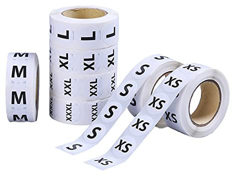 CJKDXDH Kleidung Größe Aufkleber Streifen Etiketten Einzelhandel Hemd Größe Aufkleber Tags Selbstklebende Weiße Punkte Aufkleber 7 Größe XS S M L XL XXL XXXL