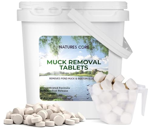 Nature's Core Natural Pond Muck Remover, Cleans & Clears Away Muck & Sludge, Easy to Use Bacteria & Enzyme Tablets, Safe for The Environment, Treats 1,500 Sq Ft, 3 Month Supply, 8 Scoops, 4 lb