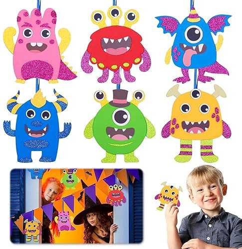 SPHERETRON Monster Bastelsets Kinder Halloween Basteln Kinder Bastelsets ffür Kinder 6 Pcs DIY Art Monster Kinder Halloween Basteln Kindergeburtstag Basteln für Kinder Halloween,Deko,Party ect.