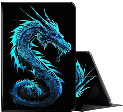 FUYOCWE for Samsung Galaxy Tab E 9.6 Tablet Case (2015 Model SM-T560/T561/T567),Multi-Angle Slim Folio Stand Cover Cases for Samsung Galaxy Tab E/Tab E Nook 9.6-Inch-Blue neon Dragon