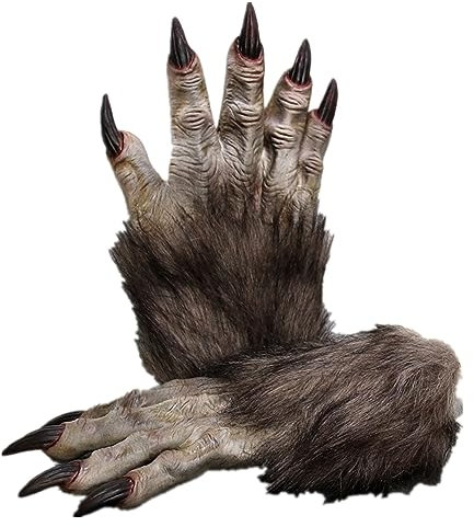 IBLUELOVER Halloween Handschuhe Wolf Bär Pfote Werwolf Kostüm Horror Party Deko mit Plüschhaar Tier Monster Cosplay Requisiten Musical Karneval Fasching Zubehör für Maskerade Make Up Spukhaus