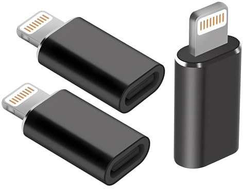 EXPR Adaptateur USB C Femelle vers Lightning [Lot de 3] Convertisseur Embouts de Câble Chargeur Type C Compatible iPhone 11 12 13 15 Pro Max Mini, iPad, Watch etc.…