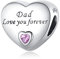 Amuefer Dad Love Forever Charms für Armbänder 925 Sterling Silber mit Cubic Zirkonia Anhänger für Halsketten Geburtstag Weihnachten Schmuck Geschenke für Frauen Mädchen