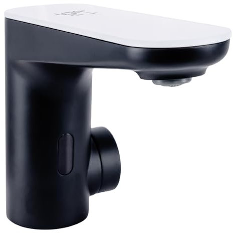 'aquaSu® Sensor Waschtischarmatur Cion mit Temperaturanzeige, berührungsloser Wasserhahn Bad, Pop-Up-Ventil, Standard-Befestigung, Messingkern, schwarz-matt, 799522