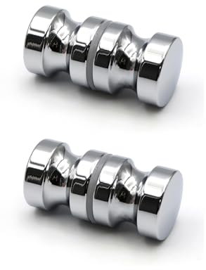 YIDELAI-Maniglia porta in vetro, maniglia a foro singolo in lega di alluminio da 2,4 pollici, maniglia cilindrica solida scorrevole porta doccia in vetro, accessori bagno doccia. (2, silver2)