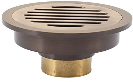 Desagüe de Ducha, Desagüe de Piso Redondo, Desagüe de Piso de Ducha Redondo de Estilo Vintage de Cobre, Desagüe de Bañera de Drenaje Rápido con Tres Accesorios para Baños, Cocinas