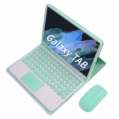 GUPENAA Tastatur Hülle für Samsung Galaxy Tab A7 10.4'' 2020 (SM-T500/T505/T507) mit Touchpad, Magnetische Abnehmbare Bluetooth-Tastatur, Weiche TPU-Rückenständerabdeckung mit Maus,Grün