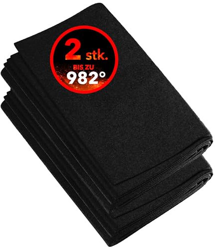 EVOCAMP Feuerfeste Unterlage 50x50 cm, 2 STK - Hitzebeständige Unterlage bis 982 °C - feuerfeste Matte, feuerfeste Unterlage für Grills, Kaminmatte, Grillunterlage, Feuerschutzmatte für Kamin