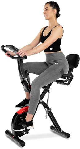 Hop-Sport Heimtrainer HS-3030X Apeks, klappbarer Heimtrainer Fahrrad, Hometrainer mit LCD-Display und magnetischem Widerstand - 10 Widerstandsstufe (Schwarz)