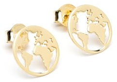 925 Sterling Silber Ohrringe mit Weltkugel - Geschenkidee für Reisende - Made in Italy - Modell Bogotá (Gold)