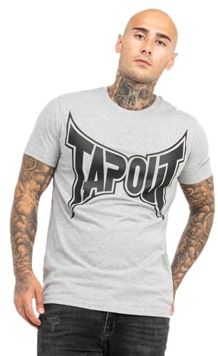 Tapout Herren T-Shirt Normale Passform Logo Tee Marl Grey/Black L