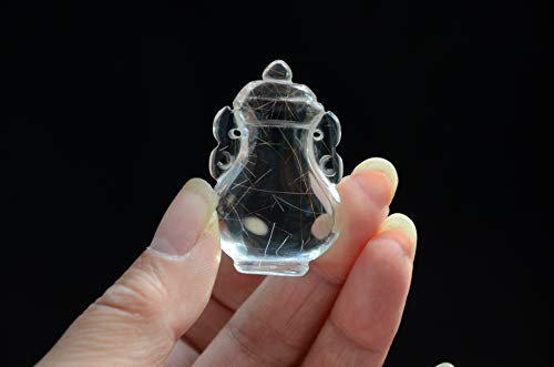 BIANMTSW Rare Naturel tibétain himalayen Haute Altitude Or Clair Cristal rutilé Quartz souhaitant Bouteille 1.69 Pouces Spirituel Collections de la Maison