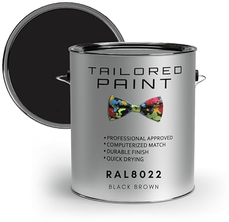 Tailored Paint uPVC Window & Door 1K Paint Brush or Spray On - Satin Finish - RAL8022, Black Brown - 500ml Tin