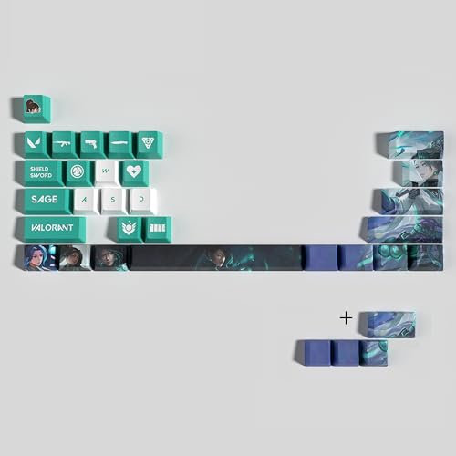 Gatokit Valorant Custom Keycaps OEM Profile 29keys PBT Dye Sub Keycap Set for Mechanical Keyboards, Valorant Gift Gaming Accessories for Gamer (Sage)