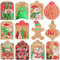 Geschenkanhänger Weihnachten-96 Stück Weihnachten Kraftpapier Geschenk Etiketten, Christmas Tags, Anhänger Weihnachten mit Schnur, Namensschilder für Weihnachts Geschenk Label Präsentieren Dekoration