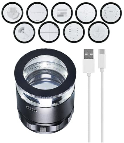 10x Juwelierlupe Vergrößerungsglas, tragbare Taschenleselupe mit 6 LED-Leuchten und 9-Glas-Skala-Diagramm, wiederaufladbare Lupe, 25 mm Sichtfeld, für Schmuck, Edelsteine, Münzen, Hobbywerkzeuge