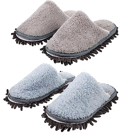 SEWOART 2paare Wischmopp-Hausschuhe Wiederverwendbar Waschbare Kehrschuhe Für Zuhause Praktische Reinigungs-Schuhe Mit Mopp-Funktion Geeignet Für Bodenpflege