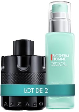 Lot de Azzaro The Most Wanted, Eau de Parfum Intense pour Homme en Spray Vaporisateur, 50 ml + Biotherm Homme, Aquapower, Soin Visage Hydratant Pour Homme, Pour Peaux Normales à Mixtes