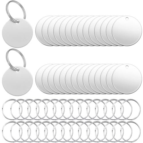 Dtoterul Edelstahl Anhänger Blanko 30 Stück Hundemarke Rohling Rund Gravur Edelstahl Rohlinge Dog Tags Schlüsselanhänger Beschriftbar Leere Anhänger Tags Diy Making Kit