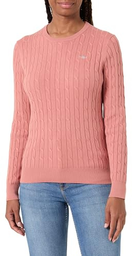 GANT Stretch Cotton Cable C-Neck, Faded Brick, M