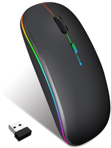 Lveheay Wireless Laptop Mouse with BT5.2 and 2.4GHz USB Receiver,Bluetooth Mouse Silent Rechargeale- Compatible with MacBook Pro/Air/Chromebook/Computer/Tablet