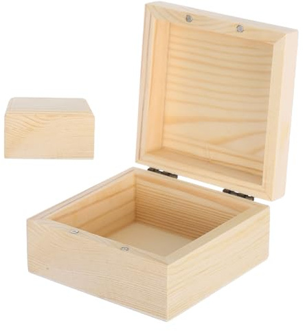 STOBOK Vintage Schmuckkästchen Quadratische Holzbox Mit Magnetischem Deckel Rustikale Holzboxen Für Aufbewahrung Kleine Mit Scharnierdeckel Dekorative Holztruhe Zum Selbergestalten