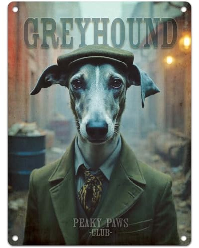 Small (150 x 200mm) Metal Sign - Peaky Paws Club - Greyhound