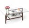 LIFEZEAL Mesa de Centro, Mesa Auxiliar de Café, Mueble para Salón, Madera Maciza y Cristal Templado, 2 Estantes, Vintage, Marrón Rústico (107 x 60 x 42 cm)